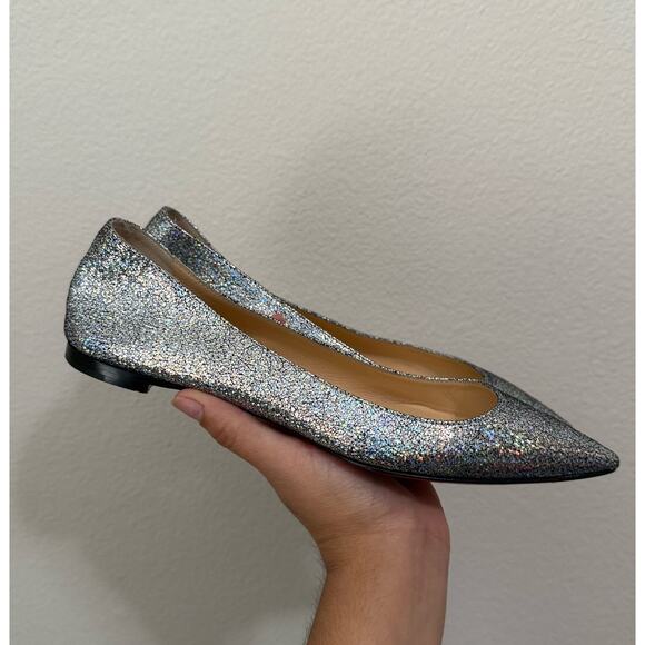 Christian Louboutin Ballalla Silver Mica Glitter Ballerina Ballet Flat 36 - Picture 11 of 15